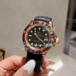 Replica Rolex Submariner Black Face Color Diamond Bezel Rubber Watch (6)_th.jpg